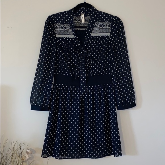 🍒t.l.h by hype Polka Dot Bow Blouse/ Dress Small - Picture 1 of 8